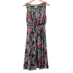 LAURAASHLEY(ローラアシュレイ) ワンピース サイズ7 S レディース美品  - ピンク×グレー×グリーン ノースリーブ/ロング/花柄