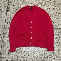 ポロ(POLO RalphLauren)レッド コットン ニット カーディガン