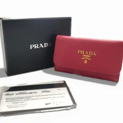 極美品✨ PRADA サフィアーノレザー キーケース ピンク 箱・保証書付き