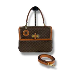 セリーヌ　CELINE ショルダーバッグ　ハンドバッグ　サークルロゴチャーム　2WAY トリオンフ　マカダム柄