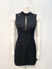 2123 ROBE de FLEURS ローブドフルール キャバクラ ドレス ハートスタッズ タイト ミニ ハイネック ジッパー キャバドレス M