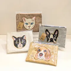 刺繍フラットポーチ