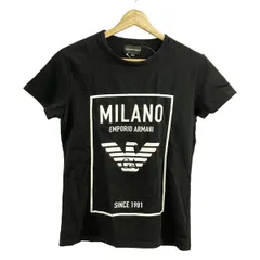 EMPORIOARMANI(エンポリオアルマーニ) 半袖Tシャツ サイズM レディース美品  - 黒×白 クルーネック/ロゴプリント
