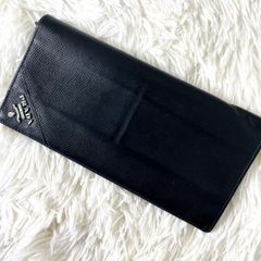 プラダ PRADA 長財布 二つ折り財布 サフィアーノ ブラック 三角