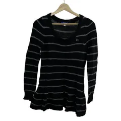 Burberry Blue Label(バーバリーブルーレーベル) チュニック サイズ38 M レディース - 黒×グレー 長袖/ニット/ボーダー