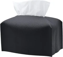 TOMOTHY ティッシュケース おしゃれ 厚型 深型 2段 ティッシュカバー 北欧 韓国インテリア (ブラック,  約245mmx130mmx130mm)
