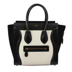 CELINE セリーヌ ラゲージ マイクロショッパー ハンドバッグ レザー ブラック/ホワイト【中古】 レディース
