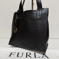【美品】FURLA フルラ ハンドバッグ トートバッグ ミューズ サリーS ゴールドロゴチャーム ブラック 専用保存袋付き B418