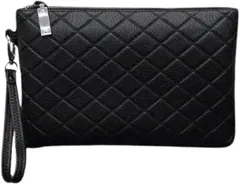 ORIJIRI クラッチバッグ セカンドバッグ メンズ 結婚式 小さめ フォーマル コンパクトクラッチ PUレザー シンプル (ブラック,  2リットル)