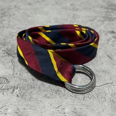極美品　POLO RALPH LAUREN　ラルフローレン　リングベルト　メンズ　ナイロン　ストライプ　ヴィンテージ　ボルドー　ネイビー　黄色　イエロー