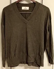 SLY STANDARD Vネックニット カシミヤ混 オリーブグリーン S