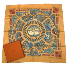 美品 HERMES エルメス スカーフ シルク カレ90 Le Songe de Poliphile ポリフィルの夢想 イエロー 箱付き