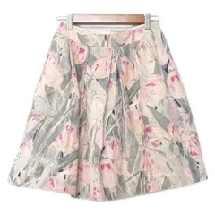 TO BE CHIC(トゥービーシック) スカート サイズ38 M レディース アイボリー×ピンク×ダークグリーン 花柄