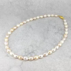 淡水 パール マルチ カラー ネックレス ライス 真珠 7.0mm-8.0mm 金色 マグネット