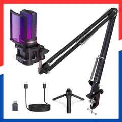 【即日発送】ZealSound USB コンデンサーマイク ゲーミングマイク PC マイクセット RGBライト プラグ＆プレイ ミュート 単一指向性 ライブ配信 web会議 ゲーム実況に最適 Skype Discord YouTube Zoom Windows