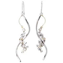 LOKUMI ピアス 日本製 プレシオサ クリスタル 金属アレルギー対応 フック フックピアス ビジュー 大振り スイング レディース シンプル 人気 揺れる ギフト プレゼント (シルバー×K24ゴールド) 0