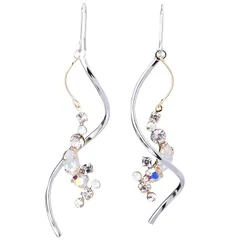 LOKUMI ピアス 日本製 プレシオサ クリスタル 金属アレルギー対応 フック フックピアス ビジュー 大振り スイング レディース シンプル 人気 揺れる ニッケルフリー ギフト プレゼント tp-81 (シルバー×ホワイトオパール)