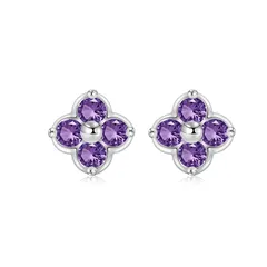 FH.bird アメジスト ピアス レディース 金属アレルギー対応 「 美しい祈り」四つ葉 クローバー ピアス 可愛い 2月誕生石 錆びない ブランド 誕生日 バレンタイン ギフト ホワイトデー お返し 入学式 卒業式 女性 1