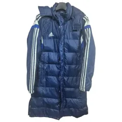 アディダス 青 ダウンジャケット ロング丈