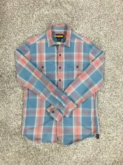 ラルフローレン ラグビー ブルー/オレンジ CHECK シャツ