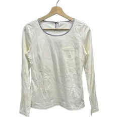 Burberry Blue Label(バーバリーブルーレーベル) 長袖カットソー サイズ38 M レディース - 白×ネイビー クルーネック