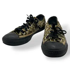 美品　converse コンバース　スニーカー　オールスター　レオパード　豹柄　定番デザイン　黒　ブラック　25cm