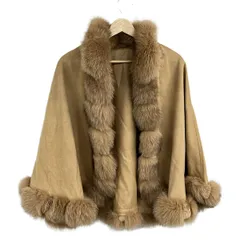 SAGAFURS(サガファー) ポンチョ サイズＭ〜Ｌ レディース美品  - ライトブラウン カシミヤ/ブルーフォックス/レッキス/冬