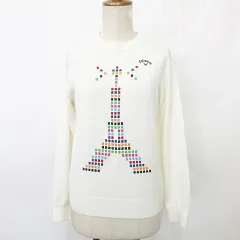 キャロウェイ CALLAWAY セーター ニット ゴルフ スポーツウェア 長袖 丸首 ウール混 白 ホワイト M