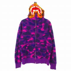 어베이싱 에이프 A BATHING APE Camo Tiger Full Zip Hoodie 카모 위장 타이거 풀 Zip 후디 파커 S 퍼플 보라색 001ZPE801016X