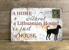 【Lithuanian Hound/リトアニアン・ハウンド】 メタルプレート メッセージ 犬 雑貨 グッズ アート ポスター おしゃれ インテリア 壁飾り アンティーク風　289