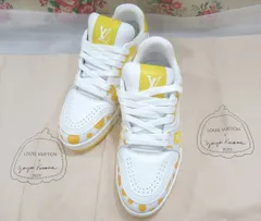 未使用品　ルイ・ヴィトン（Louis Vuitton）×草間彌生 コラボ　スニーカー　LV×YK 　トレイナーライン　LVロゴ入り 　インフィニティドット 　レザー 　スニーカー 　ホワイト×イエロー  　サイズ　6 1/2(25.5cm) 　２０２２年製