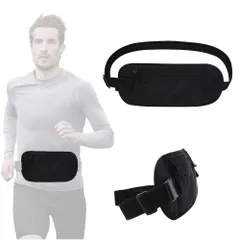 YAARUJEE セキュリティポーチ ウエストポーチ スキミング防止 ポーチ 海外旅行 スリ対策 バッグ 防水 大容量 超薄型 軽量 パスポートケース パスポート 腹巻 ランニング アウトドア 旅行便利グッズ 男女兼用 (ブラック)