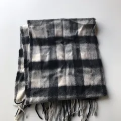 カシミヤ100%マフラー ブラック×ホワイト×チェック 4101202601150003