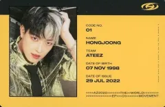 【中古】コレクションカード(男性) ATEEZ/ホンジュン(Hongjoong)/CD「THE WORLD EP.1 ： MOVEMENT」(DIARY Ver.)封入特典IDカード