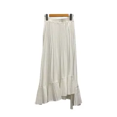 未使用品 フラーネ frene. プリーツスカート ロング丈 アシンメトリー 無地 ウエストゴム SIP128-1 M 白 ホワイト レディース