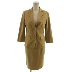 23区 オンワード樫山 スーツ スカートスーツ セットアップ 上下セット ジャケット テーラードカラー シングル 2B スカート タイト ミディ丈 コットン混 ベージュ 38 36