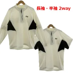 アンダーアーマー UNDER ARMOUR ジャケット 長袖 半袖 2way スタンドカラー ハーフジップ プルオーバー ロゴ刺繍 裏地メッシュ アイボリー ブラック 黒 M