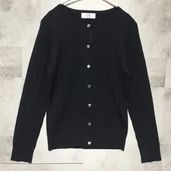 【極美品】J.PRESS ジェイプレス　ウール ケーブルカーディガン　Мサイズ　ネイビー　薄手　シェルボタン　クルーネック