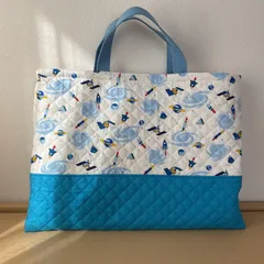 入園入学準備　りんりんのハンドメイド　レッスンバッグ　通園バッグ　絵本袋　キルティング　宇宙