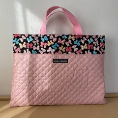 入園入学準備　りんりんのハンドメイド　レッスンバッグ　通園バッグ　絵本袋　キルティング　リボン