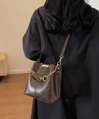 🎀バケットバッグレディースショルダーバッグ 87XIUFENG-003 ブラウン/ワンサイズ