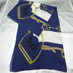 CELINE セリーヌ スカーフ ネイビー 馬具デザイン 大判