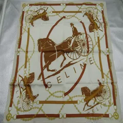 CELINE セリーヌ 大判ハンカチ ストール 馬車 アイボリー系