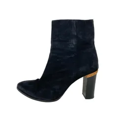 LANVIN en Bleu(ランバンオンブルー) ショートブーツ 23 レディース - 黒×ライトブラウン スタッズ レザー