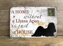 【Lhasa Apso/ラサ・アプソ】 メタルプレート メッセージ 犬 雑貨 グッズ アート ポスター おしゃれ インテリア 壁飾り アンティーク風 288