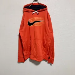 【センターロゴ刺繍】NIKE ナイキ　プルオーバーパーカー　オレンジ　L