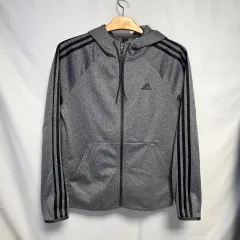 M アディダス スポーツ スウェット フーディー ジップアップ ブラック/グレー 系 #AH