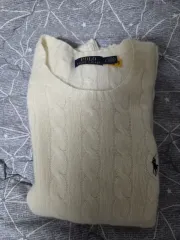 ポロ ケーブルニット ウール カシミア セーター L