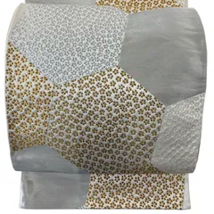 【美品】 袋帯 優品 亀甲 小花 金銀糸 クリーム 六通 正絹 【中古】