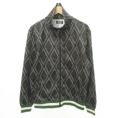 ザラ ZARA 総柄 トラックジャージ ジャケット ストレッチ ジップアップ 薄手 Mサイズ 黒 ブラック